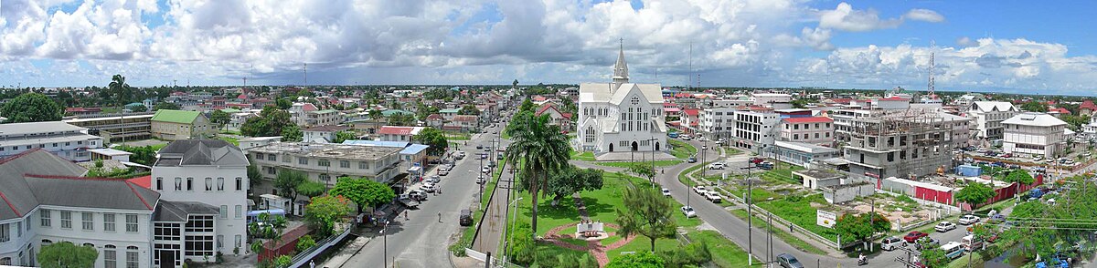Colonial architecture and street scene in Georgetown, Guyana's capital