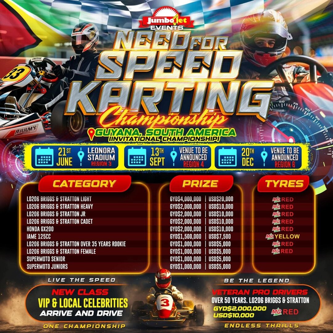 Official Need For Speed Karting Championship 2026 flyer — Jumbo Jet Events, 3-round series — click to view full size