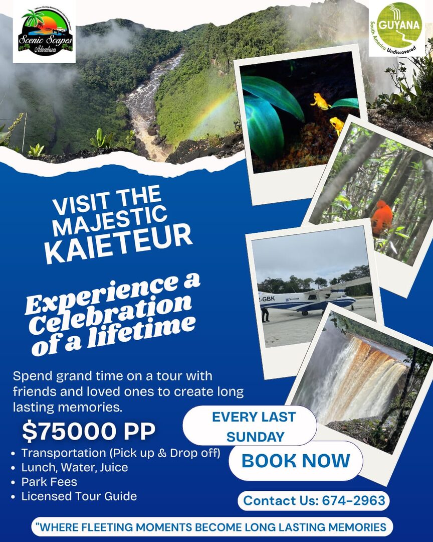 Visit the Majestic Kaieteur — $75,000 GYD pp, every last Sunday