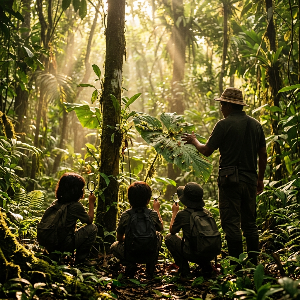 Botani'Kids educational nature tour for children with a guide in the rainforest