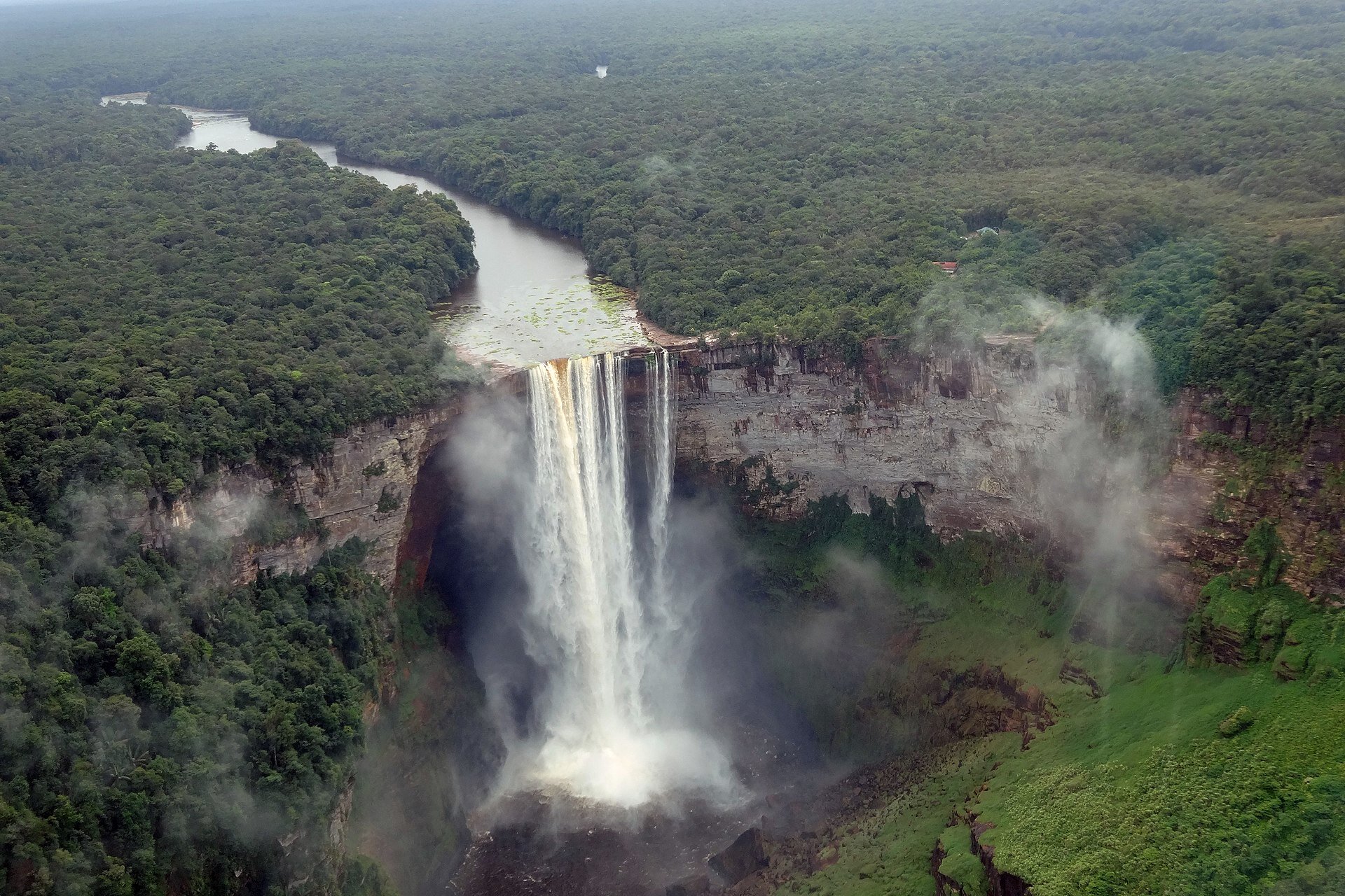 Kaieteur Falls from a second aerial angle showing the surrounding Guiana Shield rainforest